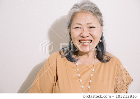 Smiling gray hair woman, bright senior Smiling gray hair woman, bright senior 103212916