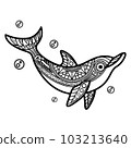 Black and white mandala line art of the dolphin Good use for symbol mascot icon avatar tattoo T Shirt design logo or any design 103213640