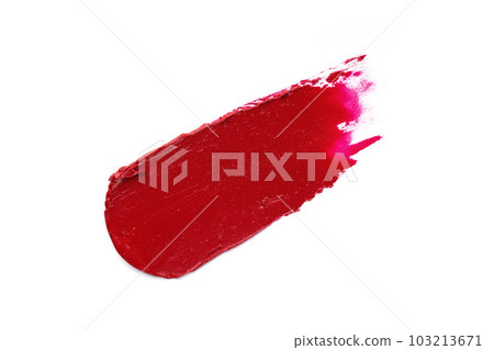 Red lipstick swatch isolated on white background. Brush stroke of lipstick or wet eye shadow for design. 103213671