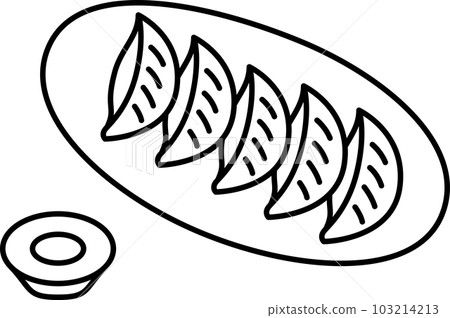 Line drawing food icon Gyoza Line drawing food icon Gyoza 103214213