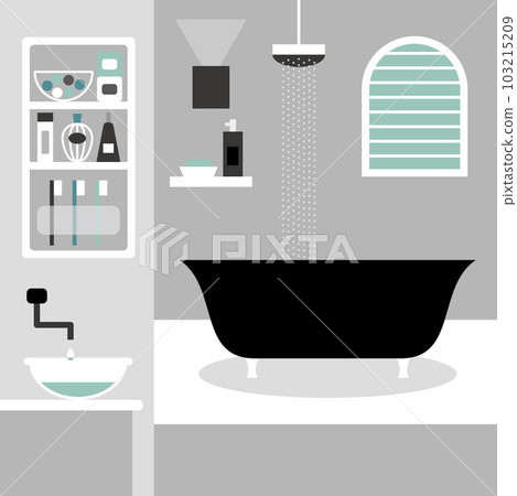 現代浴缸和洗手間插畫 103215209