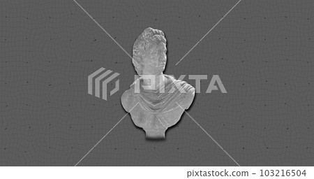 Composition of antique sculpture bust on grey background Composition of antique sculpture bust on grey background 103216504