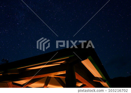 Stylish hut and starry sky 103216702