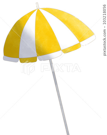 Yellow and white beach umbrella illustration material 103218056