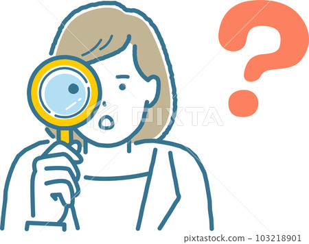 Analyzing business person female Analyzing business person female 103218901