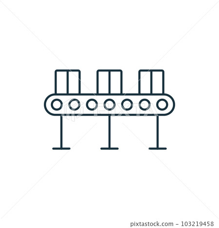 Conveyor Belt Icon Belt Conveyor With Load Icon, Outline Style Stock