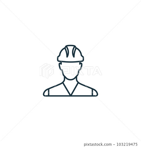 Labourer icon. Monochrome simple sign from construction instruments collection. Labourer icon for logo, templates, web design and infographics. Labourer icon. Monochrome simple sign from construction instruments collection. Labourer icon for logo, templates, web design and infographics. 103219475