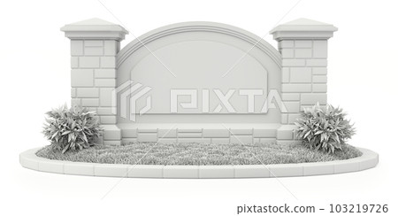 Clay render of monument sign - 3d illustration 103219726