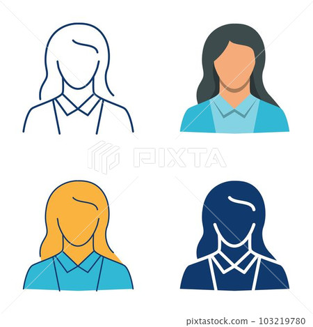 Businesswoman icon set in flat and line style Businesswoman icon set in flat and line style 103219780