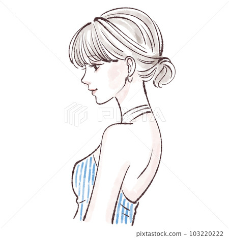 側面女人插圖素材 103220222