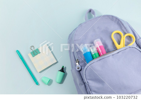 school supplies and diary concept, bags and school supplies for the new semester 103220732