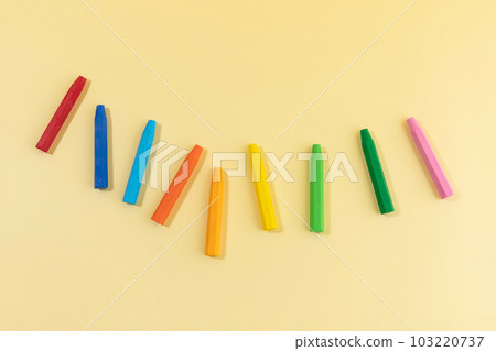 school supplies and diary concept, crayons 103220737