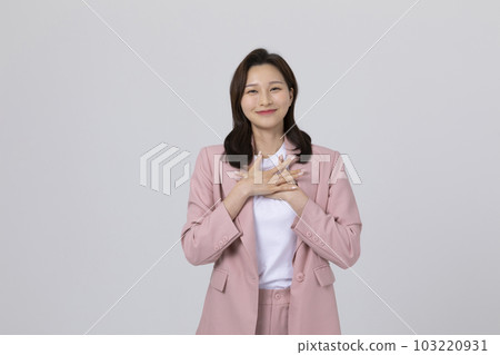business concept korean young woman, thankful 103220931