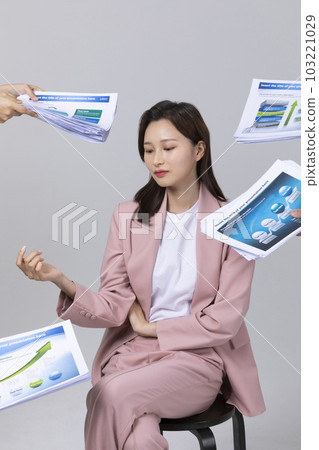 business concept korean young woman, excessive rejection of work business concept korean young woman, excessive rejection of work 103221029