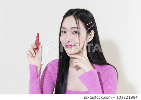 vintage y2k pink retro concept photo of Korean Asian cute woman in party concept 103221984