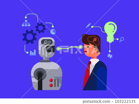 AI artificial intelligence robot versus person human 103222135