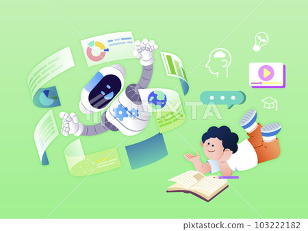 artificial intelligence AI chatting, chatbot vector illustration 103222182