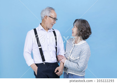 smiling active young senior Korean Asian couple 103222293