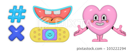 cute 3D vintage y2k retro concept drawing stickers cute 3D vintage y2k retro concept drawing stickers 103222294