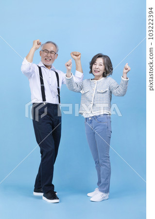 happy and active young senior Korean Asian couple happy and active young senior Korean Asian couple 103222394
