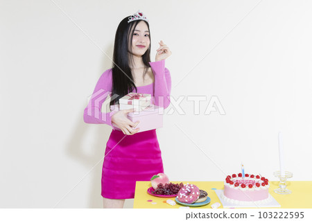 vintage y2k pink retro concept photo of korean asian cute woman in birthday party concept vintage y2k pink retro concept photo of korean asian cute woman in birthday party concept 103222595
