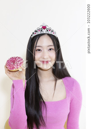 vintage y2k pink retro concept photo of korean asian cute woman in birthday party concept vintage y2k pink retro concept photo of korean asian cute woman in birthday party concept 103222600