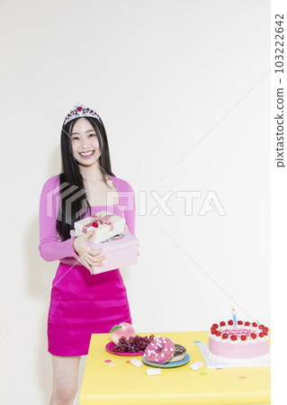 vintage y2k pink retro concept photo of korean asian cute woman in birthday party concept vintage y2k pink retro concept photo of korean asian cute woman in birthday party concept 103222642