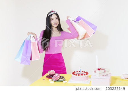 vintage y2k pink retro concept photo of korean asian cute woman in birthday party concept vintage y2k pink retro concept photo of korean asian cute woman in birthday party concept 103222649