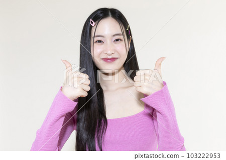 vintage y2k pink retro concept photo of korean asian cute woman with hand motion vintage y2k pink retro concept photo of korean asian cute woman with hand motion 103222953