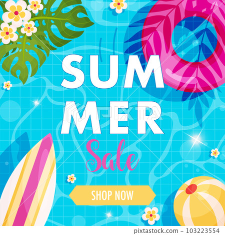 Summer sale flyer. Hello summer pool background 103223554