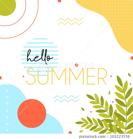 Hello summer square card, vector illustration 103223556