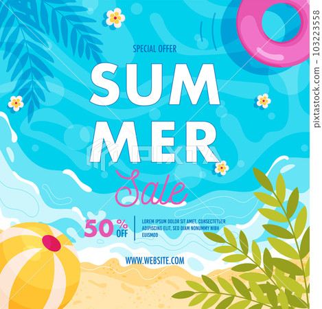 Summer sale flyer. Hello summer pool beach background. 103223558
