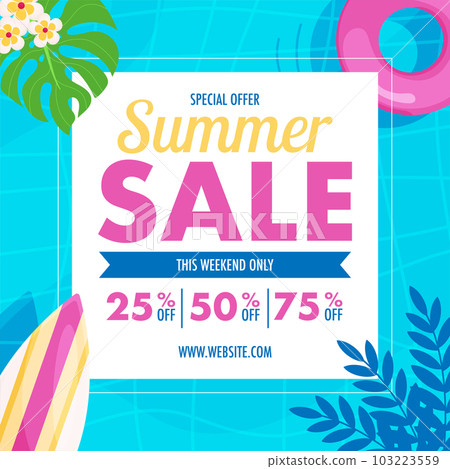 Summer sale flyer. Hello summer pool background. Summer sale flyer. Hello summer pool background. 103223559