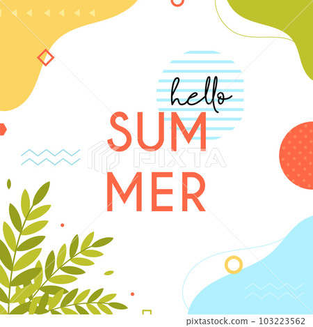 Hello summer square card, vector illustration 103223562