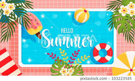 Hello summer pool background. Vector illustration Hello summer pool background. Vector illustration 103223585