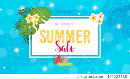 Summer sale flyer. Hello summer pool background.  103223588