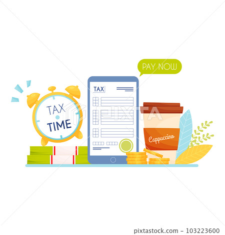 Pay taxes from smartphone Tax time background. Pay taxes from smartphone Tax time background. 103223600