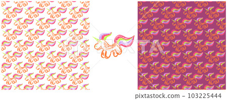 Set drawings with wax crayons. Print for cloth design, textile, fabric, wallpaper, wrapping paper Set drawings with wax crayons. Print for cloth design, textile, fabric, wallpaper, wrapping paper 103225444
