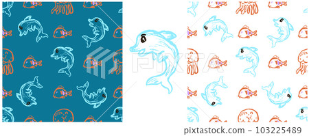 Set drawings with wax crayons. Print for cloth design, textile, fabric, wallpaper, wrapping paper 103225489