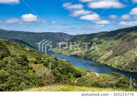 View of Canyon del Sil from Cristosende in Parada de Sil in Galicia, Spain, Europe View of Canyon del Sil from Cristosende in Parada de Sil in Galicia, Spain, Europe 103225778