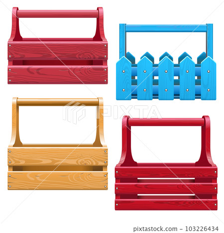 Vector Colored Wooden Toolbox 103226434