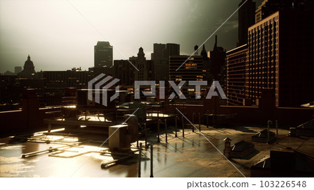 Snow stormy clouds over city panorama 103226548