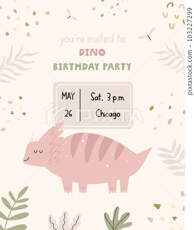Birthday invitation template with cute dinosaur 103227299