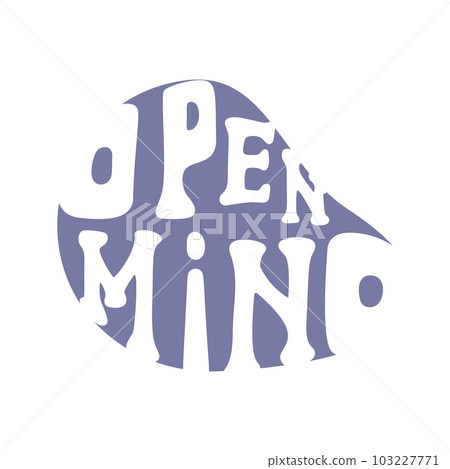 Open mind lettering in groovy style violet color 103227771