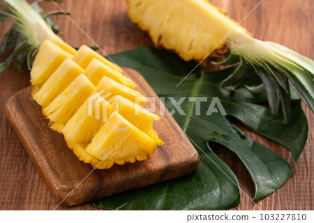 pineapple tropical leaves background sliced pineapple background パイナップル 103227810