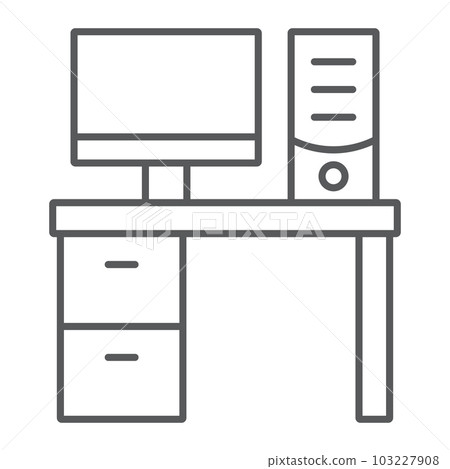 Office table thin line icon, office and work Office table thin line icon, office and work 103227908