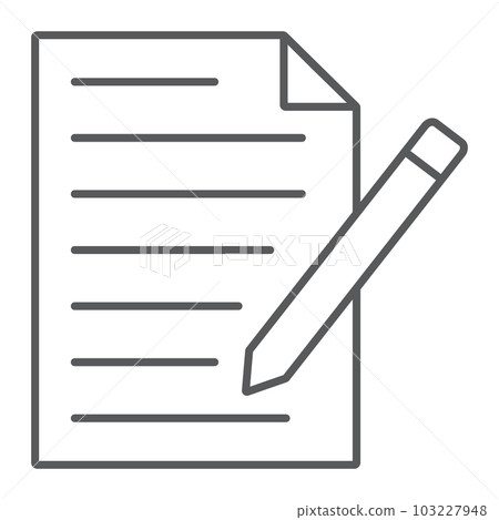 Contact form thin line icon, paper and pen, blank 103227948