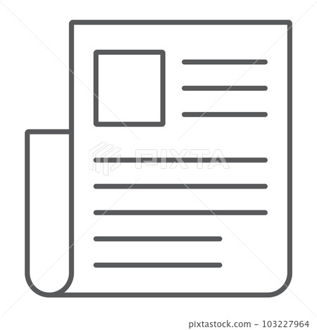Newspaper thin line icon, news and newsletter 103227964