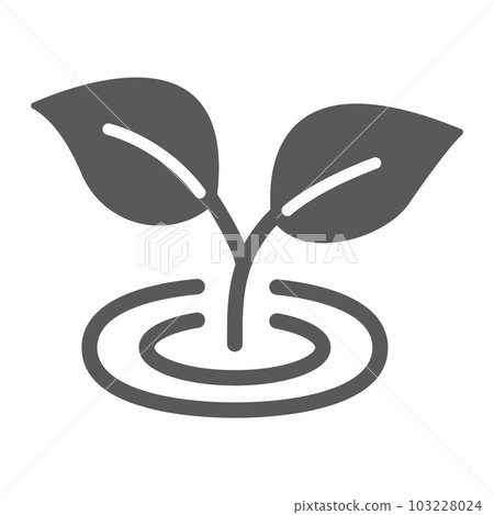Leaf glyph icon, ecology and plant, flora sign 103228024
