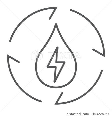 Water energy thin line icon, ecology and energy 103228044
